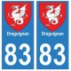 83 Draguignan autocollant plaque immatriculation ville