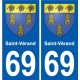 69 Saint-Vérand blason autocollant plaque stickers ville