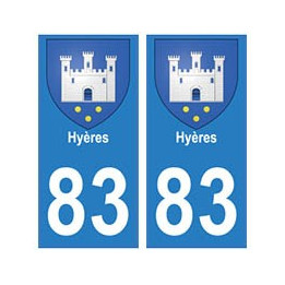 83 Hyères autocollant plaque immatriculation ville