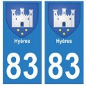 83 Hyères autocollant plaque immatriculation ville