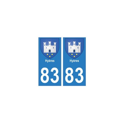 83 Hyères autocollant plaque immatriculation ville