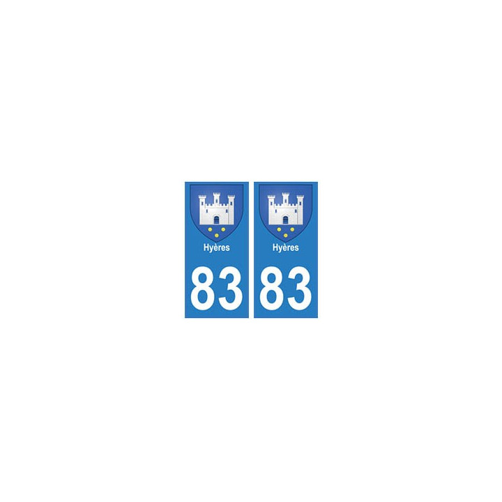 83 Hyères autocollant plaque immatriculation ville