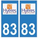 83 Hyeres logotipo de la etiqueta engomada de la placa de registro de la ciudad