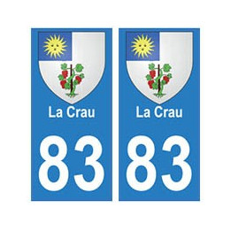 83 La Crau autocollant plaque immatriculation ville