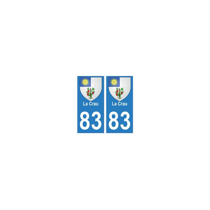 83 La Crau autocollant plaque immatriculation ville