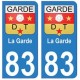 83 La Garde autocollant plaque immatriculation ville