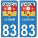 83 La Garde autocollant plaque immatriculation ville