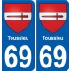 69 Toussieu coat of arms sticker plate stickers city