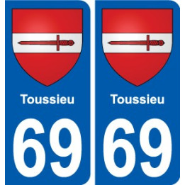 69 Toussieu escudo de armas de la etiqueta engomada de la placa de pegatinas de la ciudad