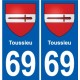 69 Toussieu blason autocollant plaque stickers ville