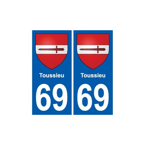 69 Toussieu coat of arms sticker plate stickers city