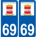 69 Toussieu logo autocollant plaque stickers ville