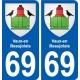 69 Vaux-en-Beaujolais blason autocollant plaque stickers ville