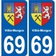 69 Villié-Morgon blason autocollant plaque stickers ville
