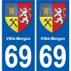 69 Villié-Morgon blason autocollant plaque stickers ville