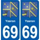 69 Yzeron blason autocollant plaque stickers ville