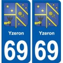 69 Yzeron blason autocollant plaque stickers ville
