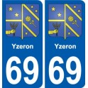 69 Yzeron coat of arms sticker plate stickers city