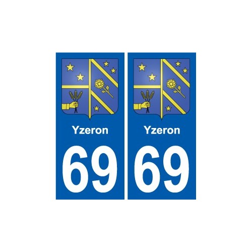 69 Yzeron blason autocollant plaque stickers ville