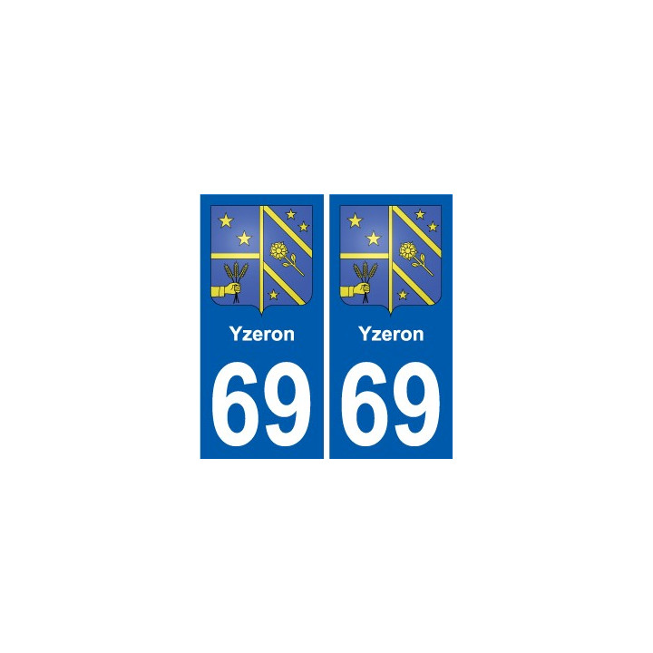69 Yzeron coat of arms sticker plate stickers city