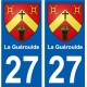27 de Léry escudo de armas de la etiqueta engomada de la placa de pegatinas de la ciudad