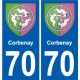 70 Corbenay blason autocollant plaque stickers ville