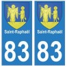 83 Saint-Raphael placa etiqueta de registro de la ciudad