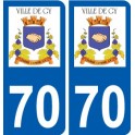 70 Gy logo autocollant plaque stickers ville
