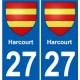 27 de Léry escudo de armas de la etiqueta engomada de la placa de pegatinas de la ciudad