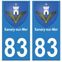83 Sanary-sur-Mer placa etiqueta de registro de la ciudad