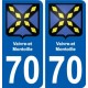 70 Vaivre-et-Montoille escudo de armas de la etiqueta engomada de la placa de pegatinas de la ciudad