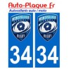 34 montpellier rugby MHRC autocollant plaque