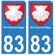 83 Six-Fours-les-plages autocollant plaque immatriculation ville