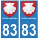 83 Six-Fours-les-plages autocollant plaque immatriculation ville