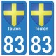83 Toulon autocollant plaque immatriculation ville