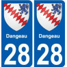 28 Dammarie escudo de armas de la etiqueta engomada de la placa de pegatinas de la ciudad