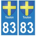 83 Toulon autocollant plaque immatriculation ville