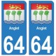 64 Anglet ville autocollant plaque