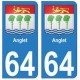 64 Anglet ville autocollant plaque