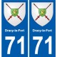 71 Dracy-le-Fort escudo de armas de la etiqueta engomada de la placa de pegatinas de la ciudad