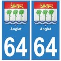 64 Anglet placa etiqueta de registro de la ciudad