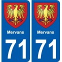 71 Mervans escudo de armas de la etiqueta engomada de la placa de pegatinas de la ciudad