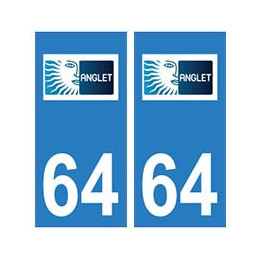 64 Anglet autocollant logo  plaque immatriculation ville