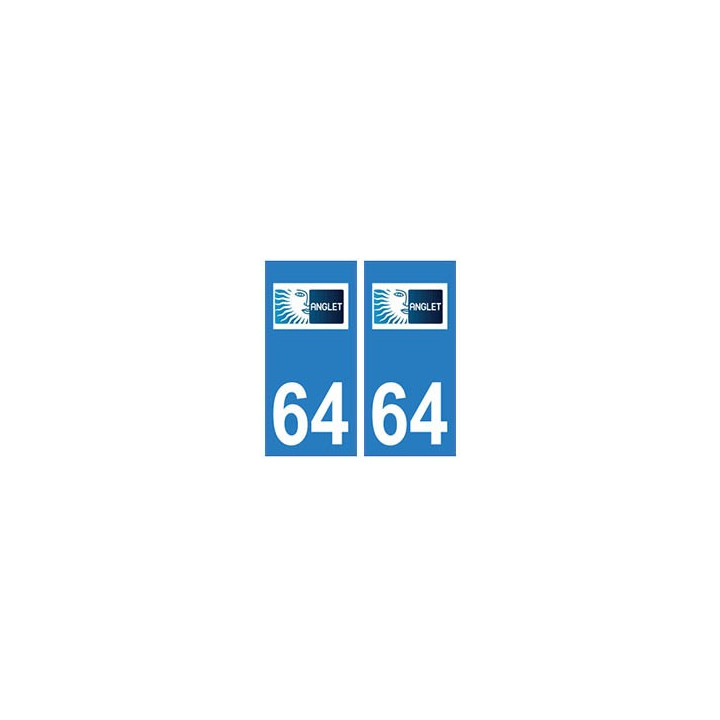 64 Anglet autocollant logo  plaque immatriculation ville