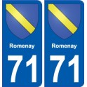 71 Romenay blason autocollant plaque stickers ville
