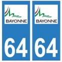 64 Bayonne logo autocollant plaque immatriculation ville