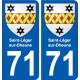71 Saint-Léger-sur-Dheune escudo de armas de la etiqueta engomada de la placa de pegatinas de la ciudad
