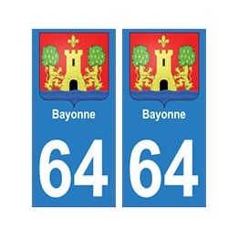 64 Bayonne autocollant plaque immatriculation ville