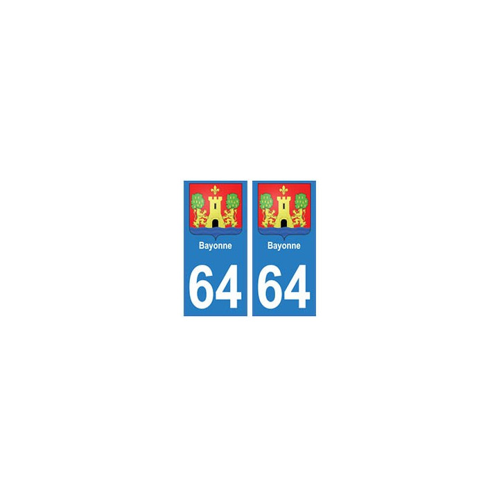 64 Bayonne autocollant plaque immatriculation ville