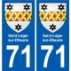 71 Saint-Léger-sur-Dheune escudo de armas de la etiqueta engomada de la placa de pegatinas de la ciudad